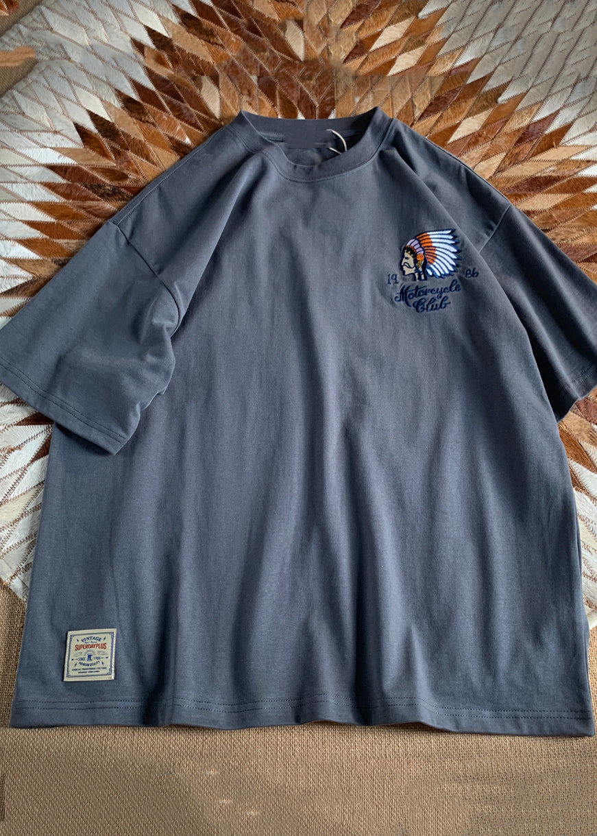 O-Neck Cotton Summer Men White T Stylish Embroideried Shirt