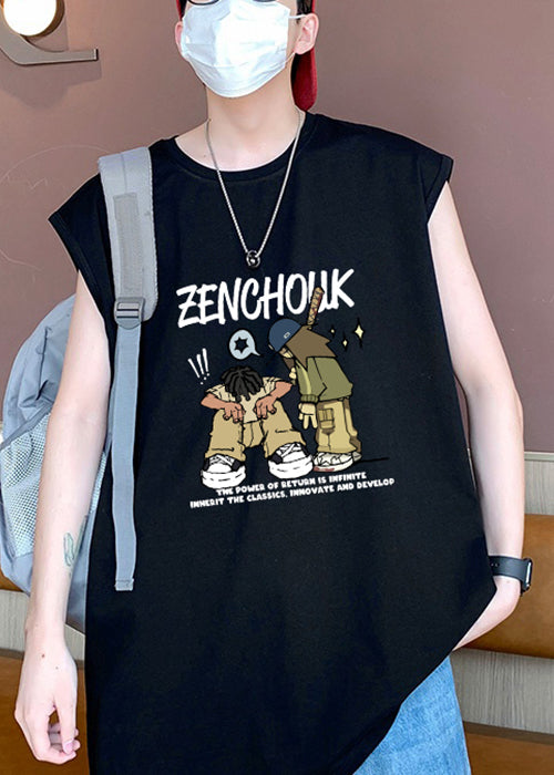 Stylish T Summer Men Shirt White Cotton O-Neck Print