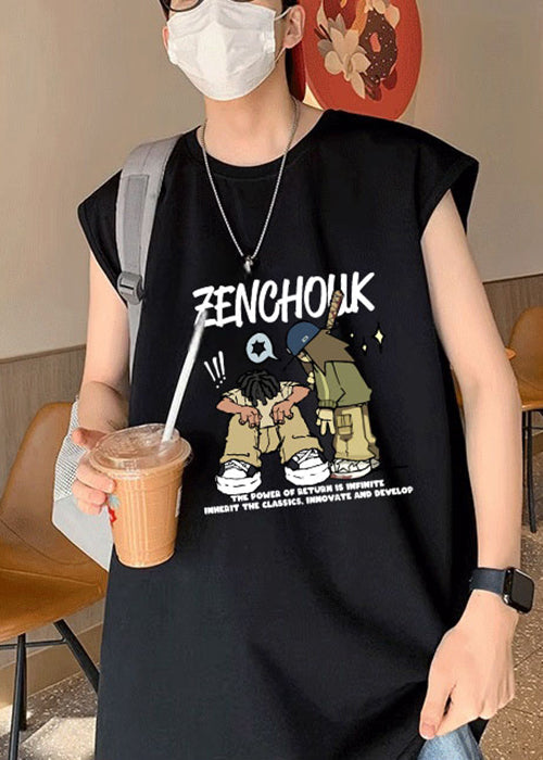 Stylish T Summer Men Shirt White Cotton O-Neck Print