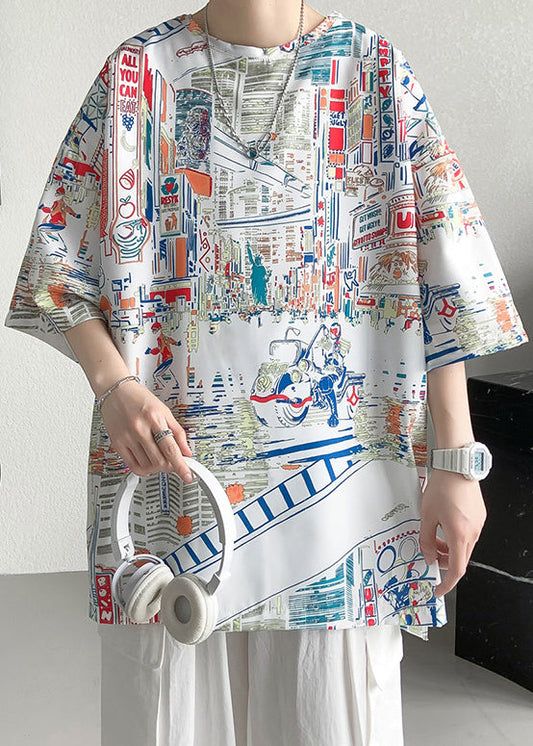 Mens T Cotton Stylish Design Shirts Original Print White Half