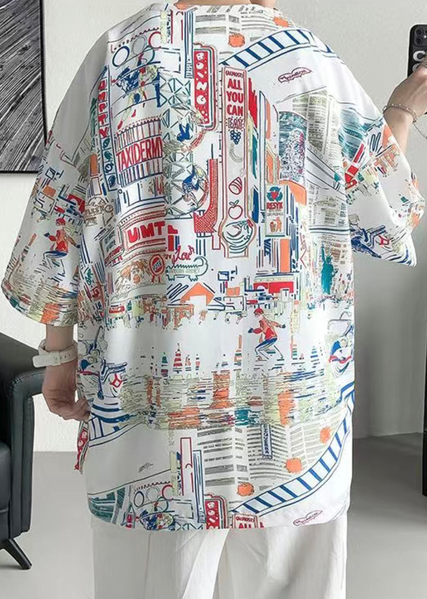 Mens T Cotton Stylish Design Shirts Original Print White Half