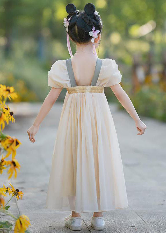 Bead Long Embroideried Kids Yellow Stylish Nail Tassel Chiffon