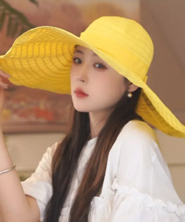 Breathable Large Summer Beige Hat Sun Brim