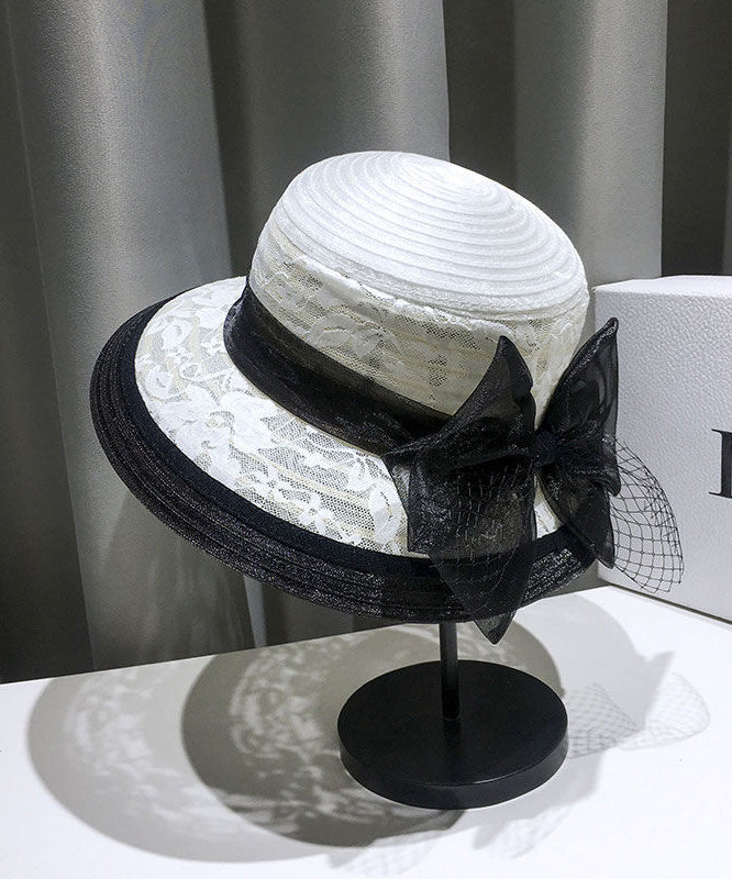 Lace Hat Black Bow Summer Tulle Bucket Fashion
