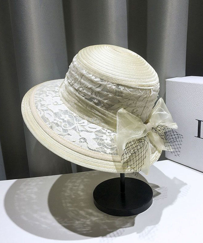 Lace Hat Black Bow Summer Tulle Bucket Fashion