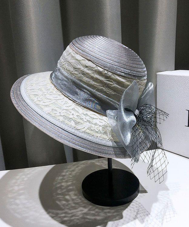 Lace Hat Black Bow Summer Tulle Bucket Fashion