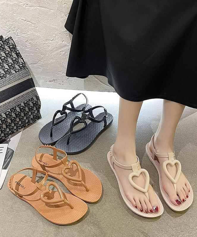 Summer Fashion Khaki Heart Shaped Flip Flops Sandals AG1023