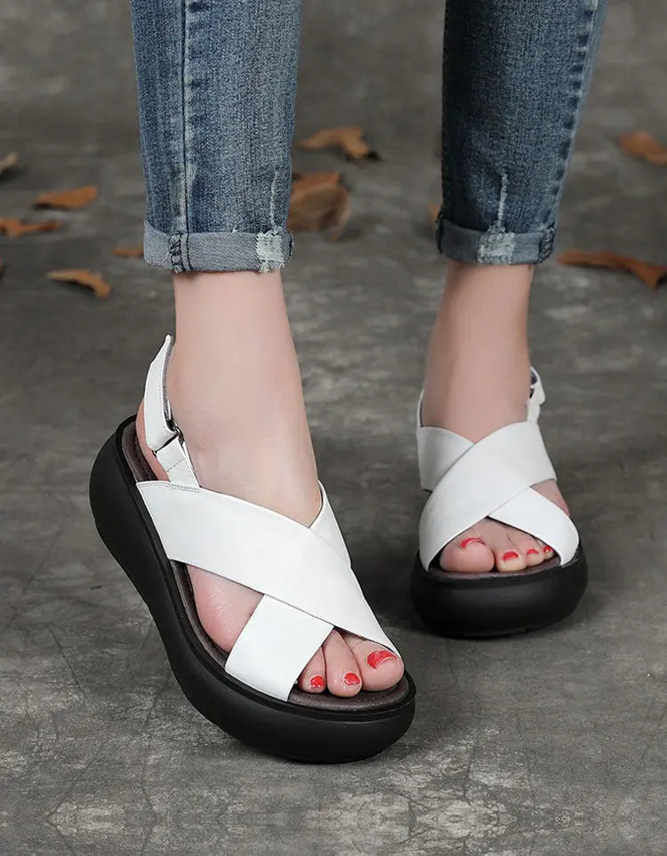 Summer Fish-Toe Cross Strap Wedge Sandals Ada Fashion