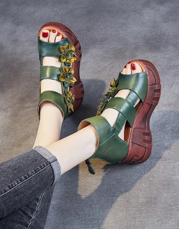 Summer Holiday Flower Platform Sandals Ada Fashion