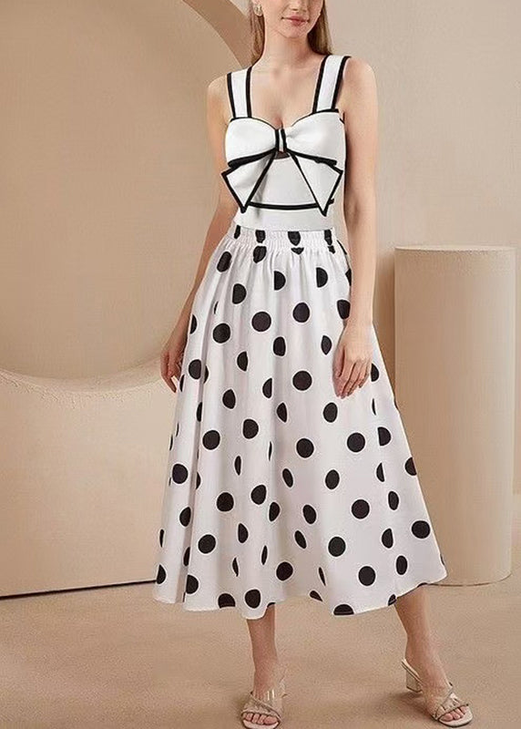 Dot Maxi Skirts Set Lingerie Bodysuit Trendy And White