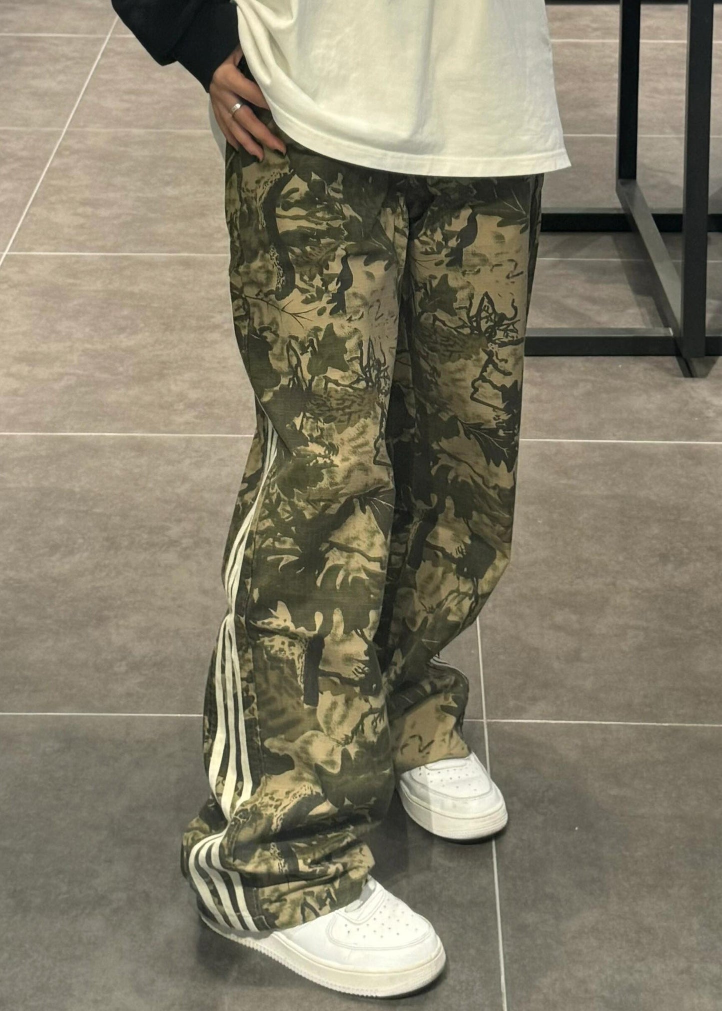 Pants Unique Mens Cotton Green Print Army Trousers Oversized