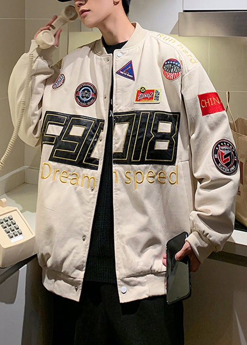 Unique Black Embroideried Patchwork Cotton Men Coats Spring TC006