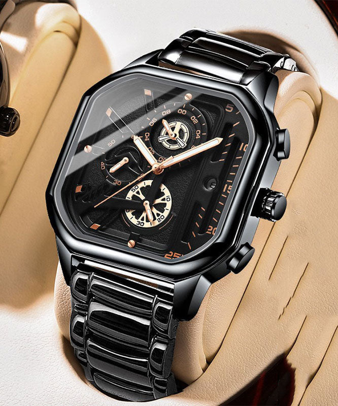 Unique Quartz Noctilucent Leather Movement Black Watches