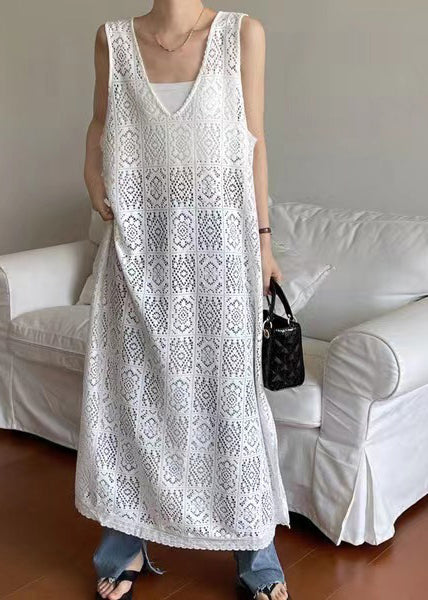 Hollow Out Oversized Black Lace Dress Unique Sleeveless