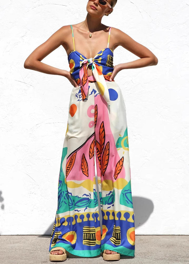 Blue Jumpsuit Sleeveless Strap V Neck Spaghetti Unique