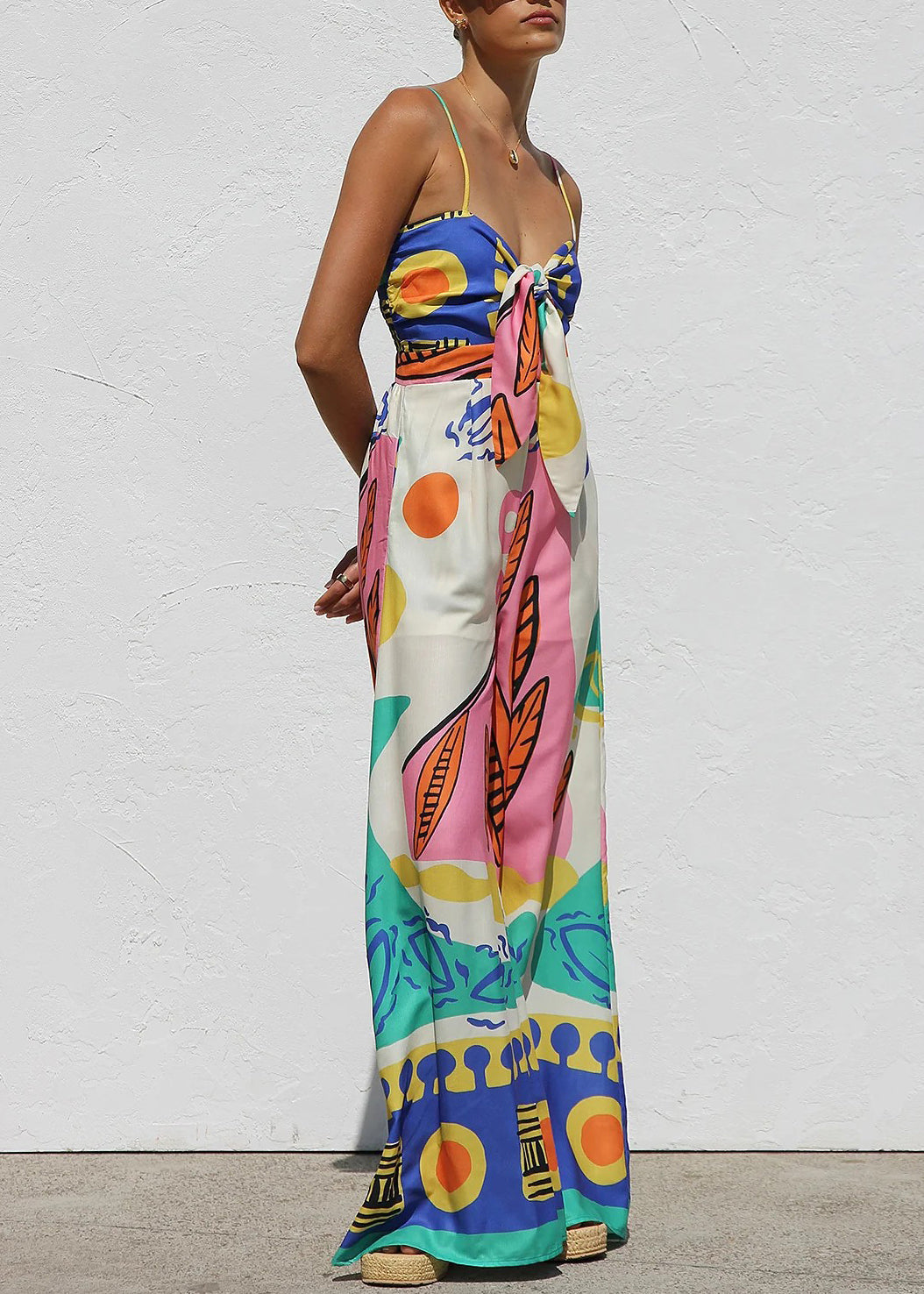 Blue Jumpsuit Sleeveless Strap V Neck Spaghetti Unique