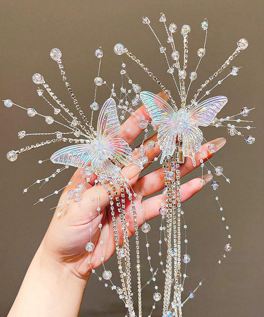 Unique Champagne Acrylic Butterfly Tassel Girls Hairpin YG031