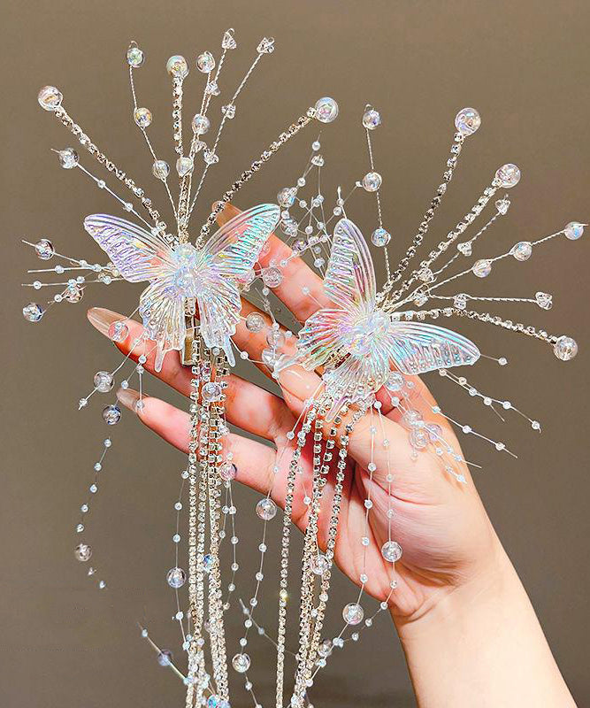 Unique Champagne Acrylic Butterfly Tassel Girls Hairpin YG031