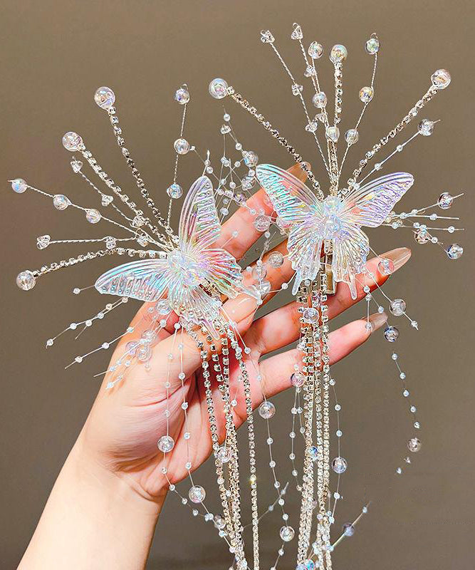 Unique Champagne Acrylic Butterfly Tassel Girls Hairpin YG031