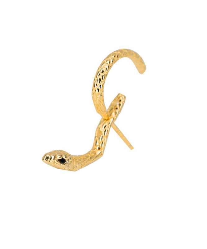 Unique Serpentine Silver Earrings Sterling Overgild Stud Gold