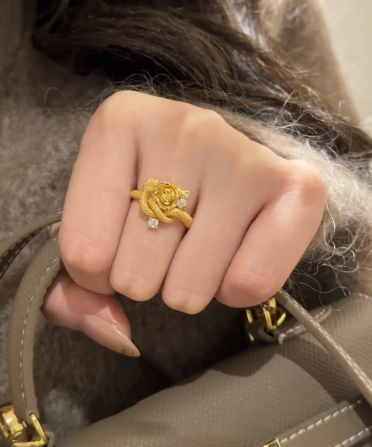 Snake Gold Rose Sterling Overgild And Rings Zircon Silver Unique