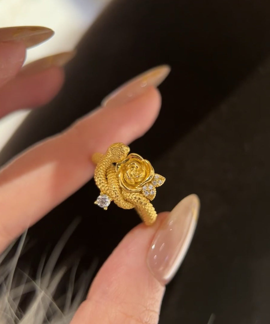 Snake Gold Rose Sterling Overgild And Rings Zircon Silver Unique