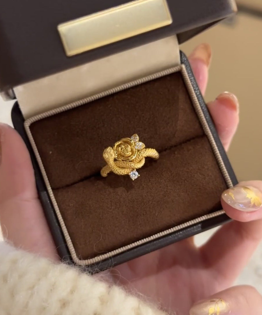 Snake Gold Rose Sterling Overgild And Rings Zircon Silver Unique