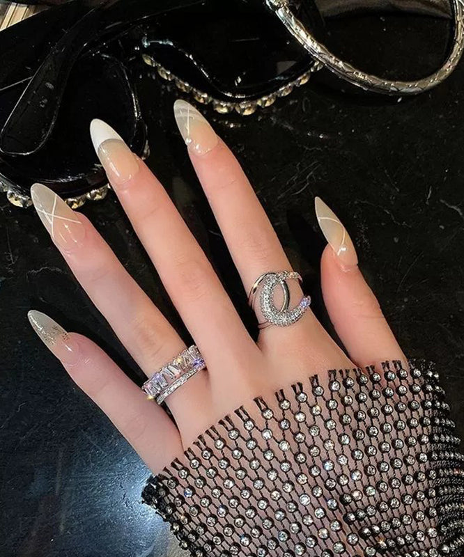 Zircon Set Gold Overgild Two-Piece Rings terling Unique Silver