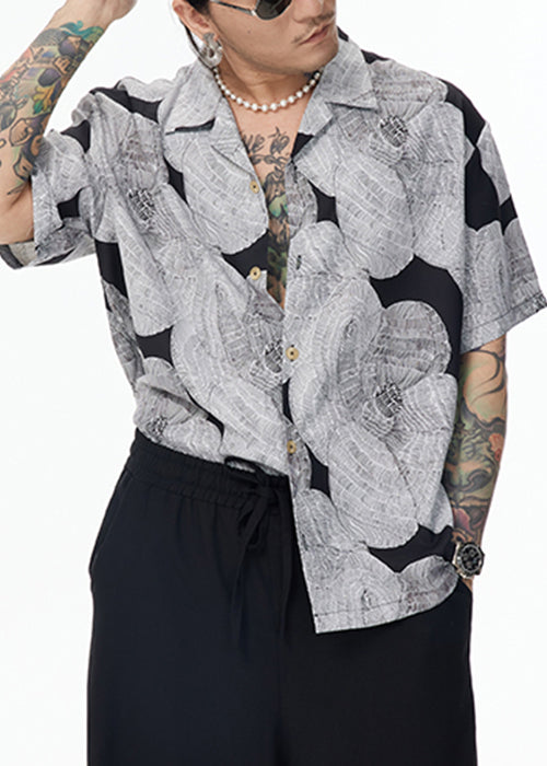 Original Cotton Grey Design Collar Peter Men Pan Unique Shirt