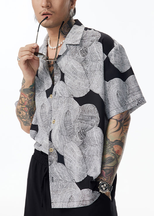 Original Cotton Grey Design Collar Peter Men Pan Unique Shirt