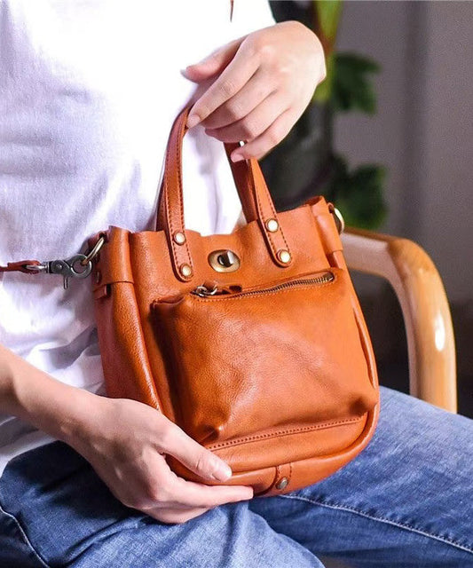 Solid Unique Durable Leather Orange Micro Bag CrossBody