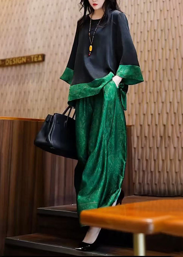 Silk Unique Patchwork Set Oversized Piece Peacock Green Two