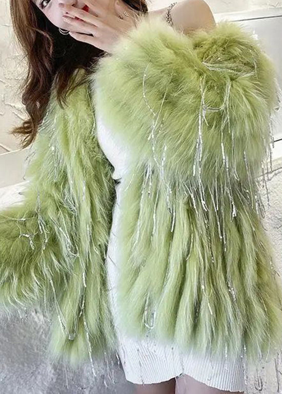 Unique Pink Tasseled Zircon Raccoon Hair Coats Winter YY009