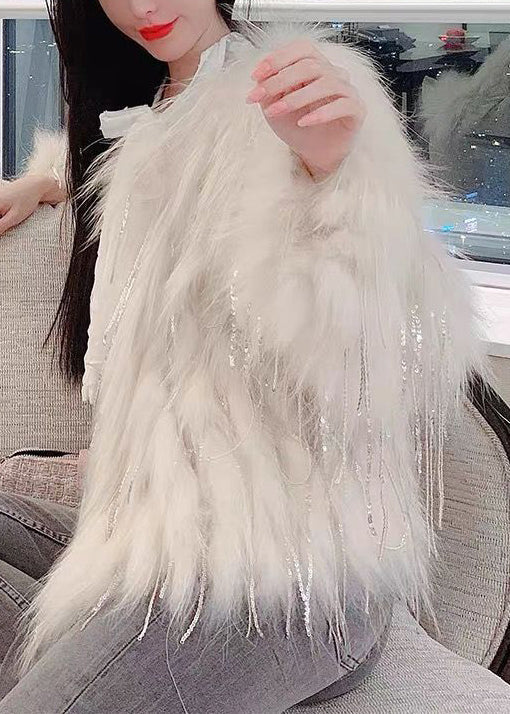 Unique Pink Tasseled Zircon Raccoon Hair Coats Winter YY009