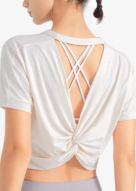 Sleeve O-Neck Yoga Short Unique Purple Top