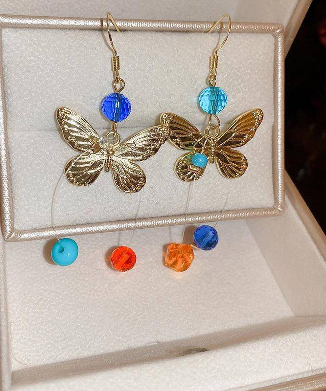 Butterfly Alloy Asymmetrical Unique Rainbow Earrings Crystal Drop