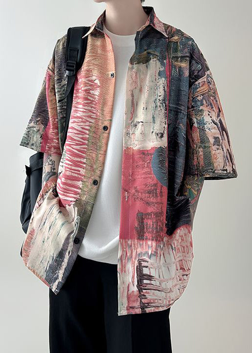 Original Red Men Unique Design Button Cotton Summer Shirts