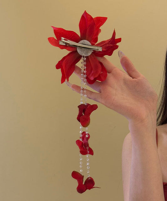 Hairpin Seed Red Pearl Unique Floral Tassel