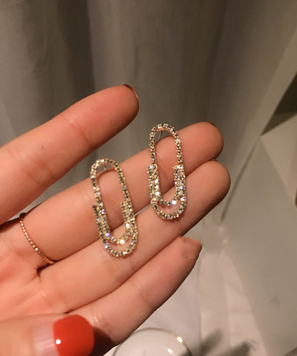 Unique Silk Alloy Zircon Stud Earrings ZZ068