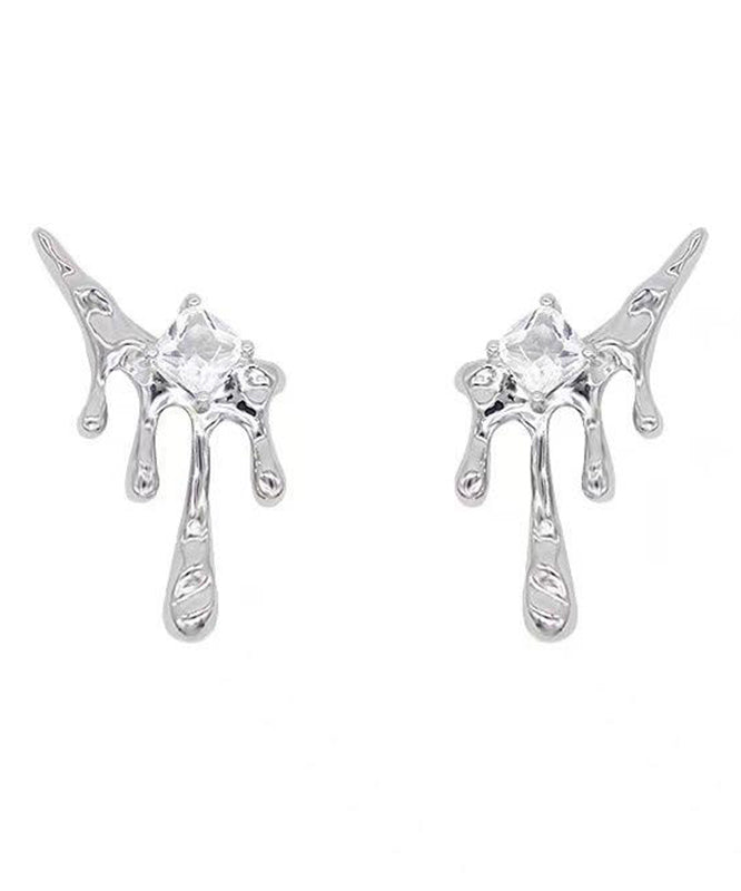 Silk Zircon Tassel Earrings Copper Stud Unique