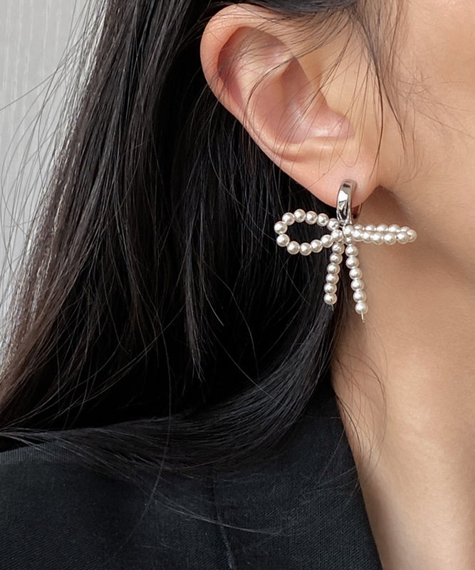 Stud Beads Silk Earrings Sterling Unique Silver Bow