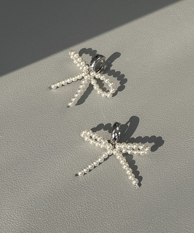 Stud Beads Silk Earrings Sterling Unique Silver Bow