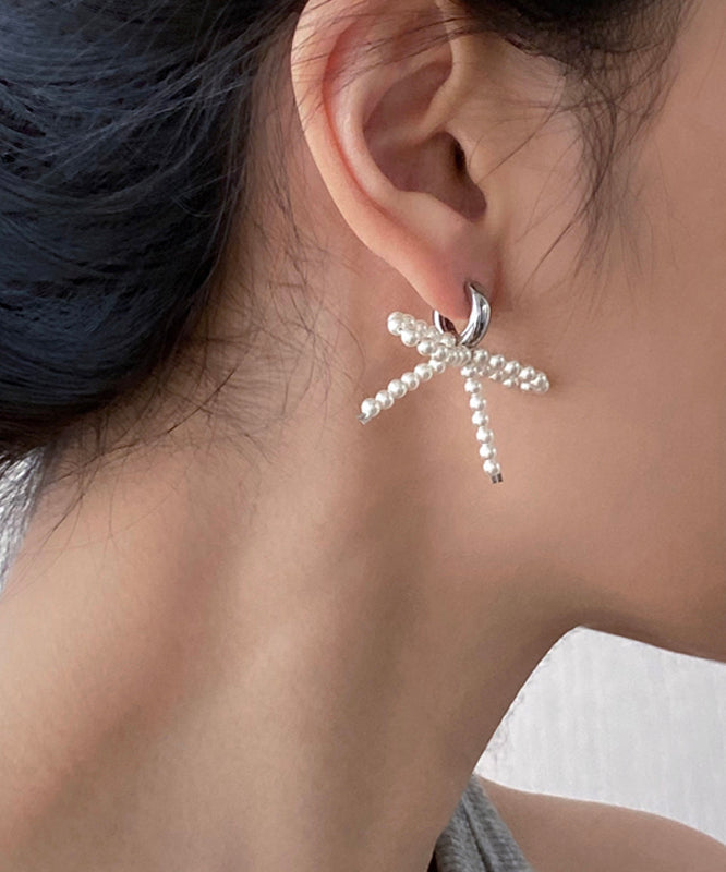 Stud Beads Silk Earrings Sterling Unique Silver Bow