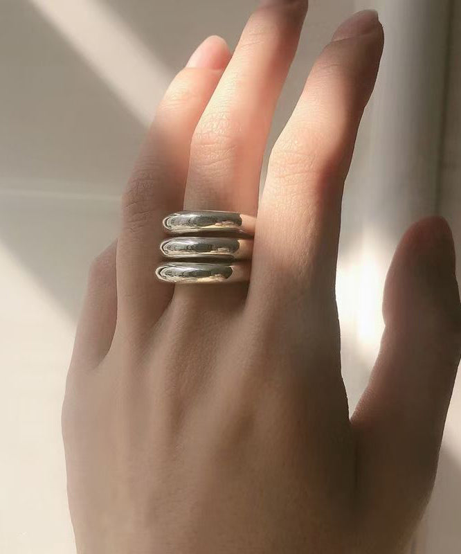 Layered Unique Silver Rings Silk Sterling