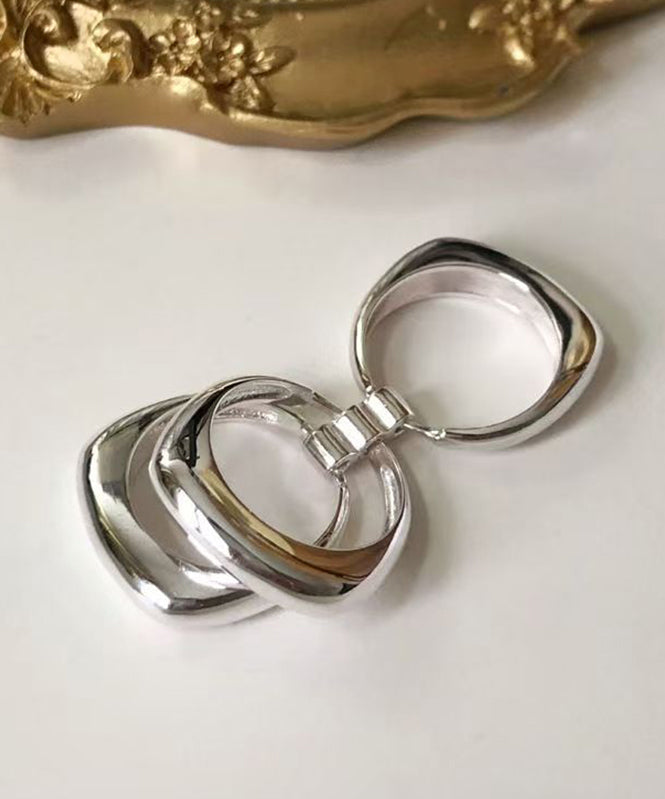 Layered Unique Silver Rings Silk Sterling