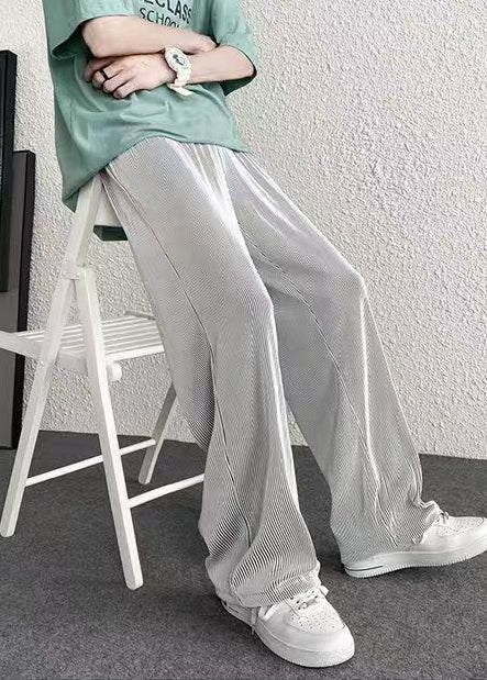 Draping Unique Pants Striped Men Oversized Spring Silvery