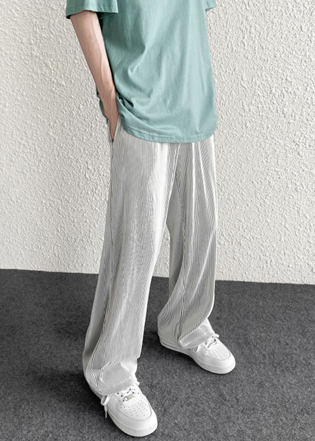 Draping Unique Pants Striped Men Oversized Spring Silvery