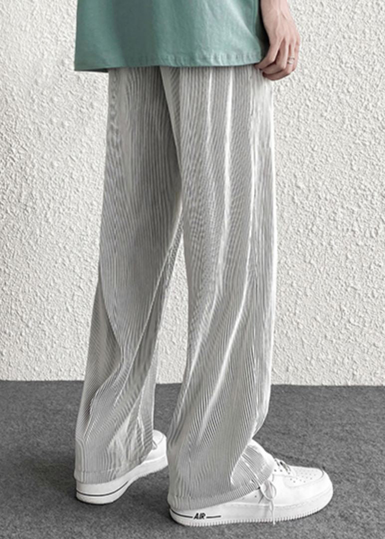 Draping Unique Pants Striped Men Oversized Spring Silvery