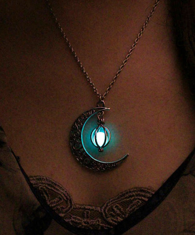 Chain Steel Stainless Necklace Unique Moon Luminous Lariat