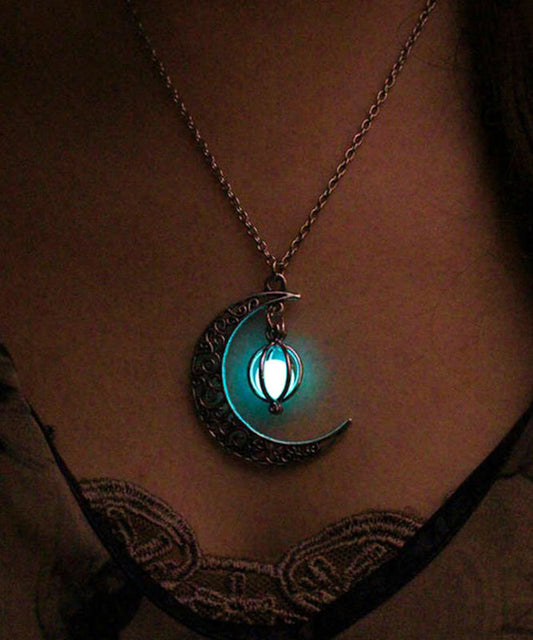 Chain Steel Stainless Necklace Unique Moon Luminous Lariat